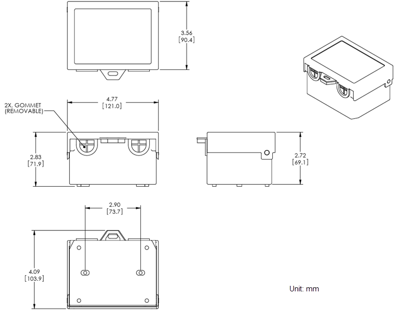 Mechanical Drawing - L-Com AL-D8 Lightning Surge Protectors